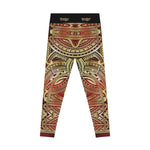 Burgundy Leggings Polynesian Art Leggings Women Sports Wear Spandex Leggings Women Red Lounge Wear | 100531