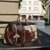 Cow Print Bag Faux Leather Bag, Animal Print Bag, Gym Duffle Bag, PU Leather Luggage | 11222