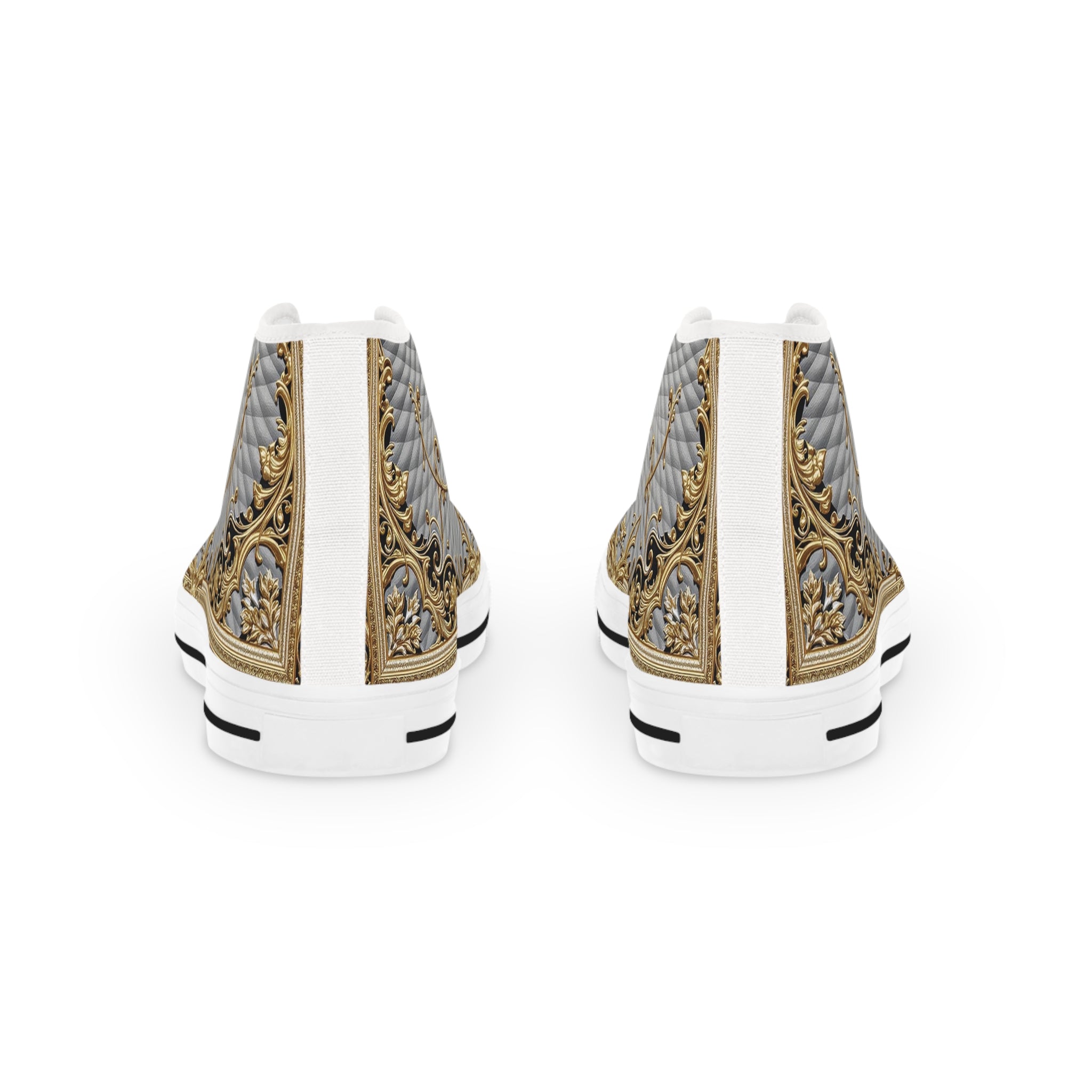 Gorgeous Baroque Shoes, Trendy High Top Sneakers, Unisex Canvas Shoes, Fashionable Sneakers, Baroque Canvas Shoes, Grey Sneakers | 104949