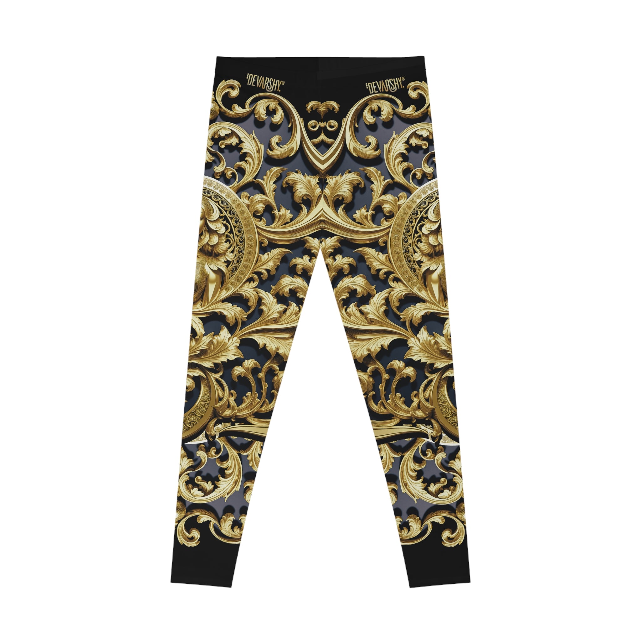 Baroque Angel Leggings Women Spandex Leggings Casual Wear Decorative Golden Leggings Women Lounge Wear | X3451