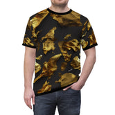 Gold Pattern T-Shirt Unisex All Over Print Tee Gold Foil Print T-Shirt Unisex Black and Gold Tee | X3339A