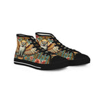 Owl Floral Print Shoes, Unisex High Top Sneakers, Trendy Canvas Shoes, Owl Florals Sneakers, Unisex Shoes | X3496