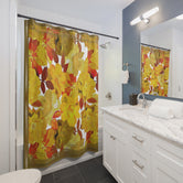 Yellow Flowers Shower Curtain Floral Print Curtain Bathroom Curtain | 10090