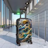 Turquoise Waves Suitcase Decorative Waves Luggage Luxury Carry-on Suitcase Premium Hard Shell Wheels Suitcase | X3351B