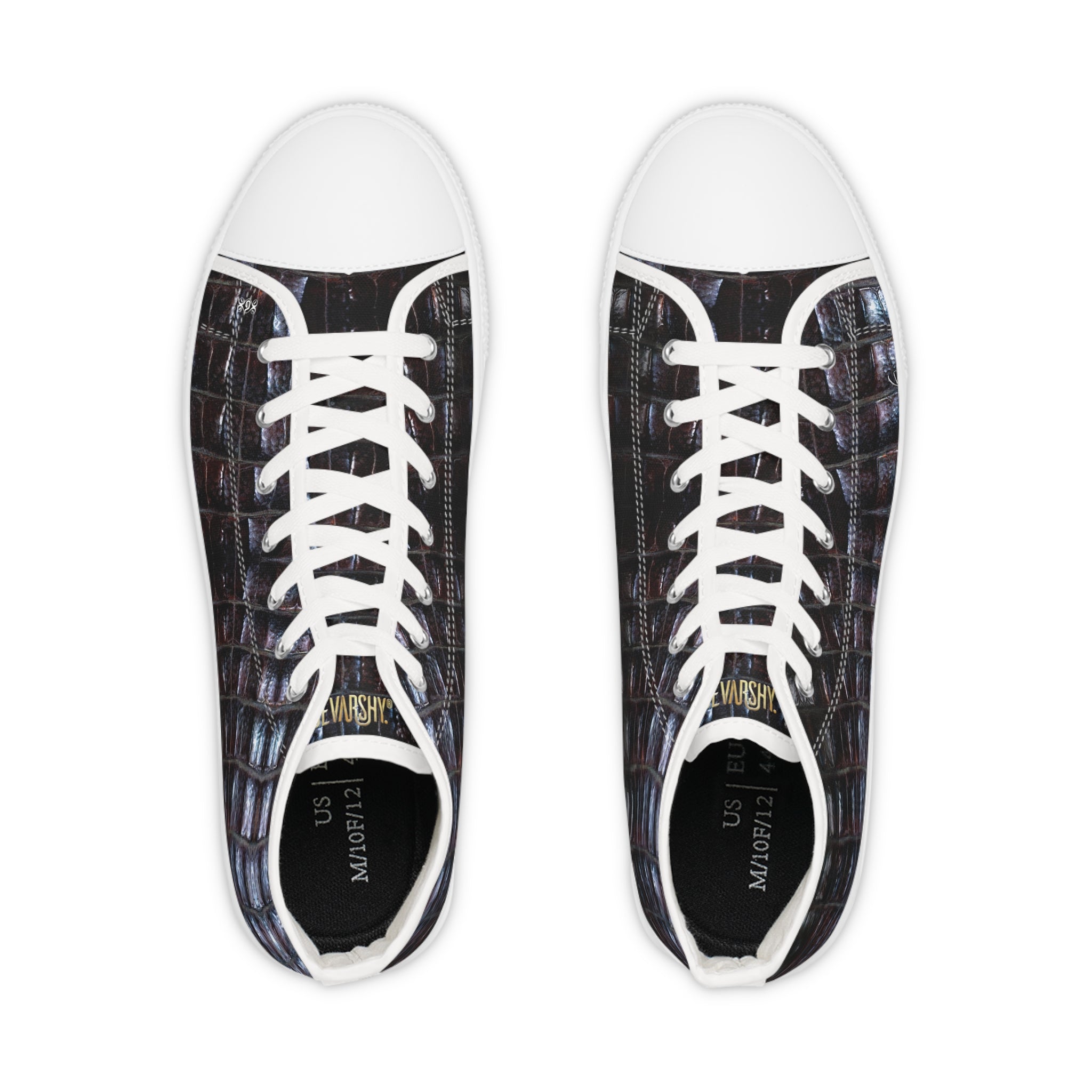 Crocodile Skin Shoes, Trendy High Top Sneakers, Black Canvas Shoes, Animal Print Shoes, Unisex Sneakers, Hi Tops Canvas Shoes | 11224