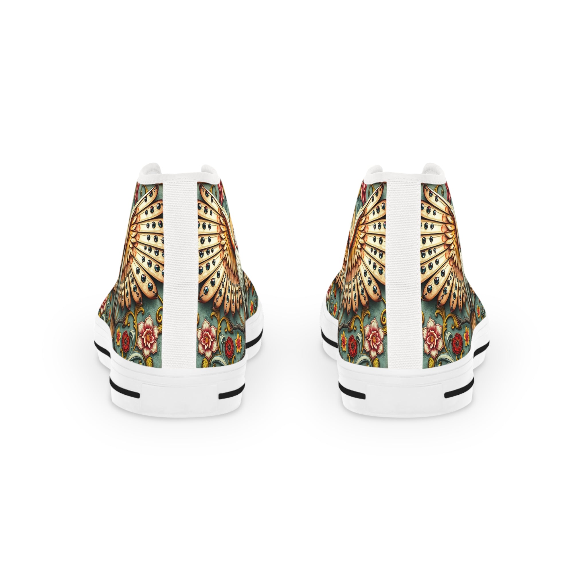 Owl Floral Print Shoes, Unisex High Top Sneakers, Trendy Canvas Shoes, Owl Florals Sneakers, Unisex Shoes | X3496