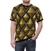 Diamond Pattern Golden T-Shirt Unisex All Over Print Tee Gold and Black Unisex T-Shirt | X3348A