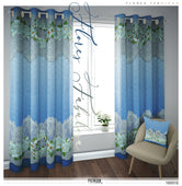 Decorative Florals Blue PREMIUM Curtain Panel, Made to Order on 12 Fabric Options - 10001E