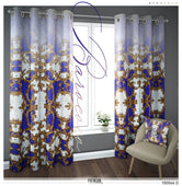 Golden Baroque Purple White PREMIUM Curtain. Available on 12 Fabrics. Heavy And Sheer. 100044D