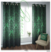 Decorative Damask Green PREMIUM Curtain. 12 Fabric Options. Made to Order. Heavy And Sheer. 10005D