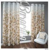 Gold Floral White PREMIUM Curtain Panel, Made to Order on 12 Fabric Options - 100120