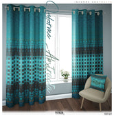 Abstract Turquoise PREMIUM Curtain Panel. Available on 12 Fabrics. Made to Order. 100169