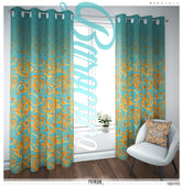 Aqua Gold Pattern PREMIUM Curtain Panel, 12 Fabric Options, Made to Order Curtains | 100195
