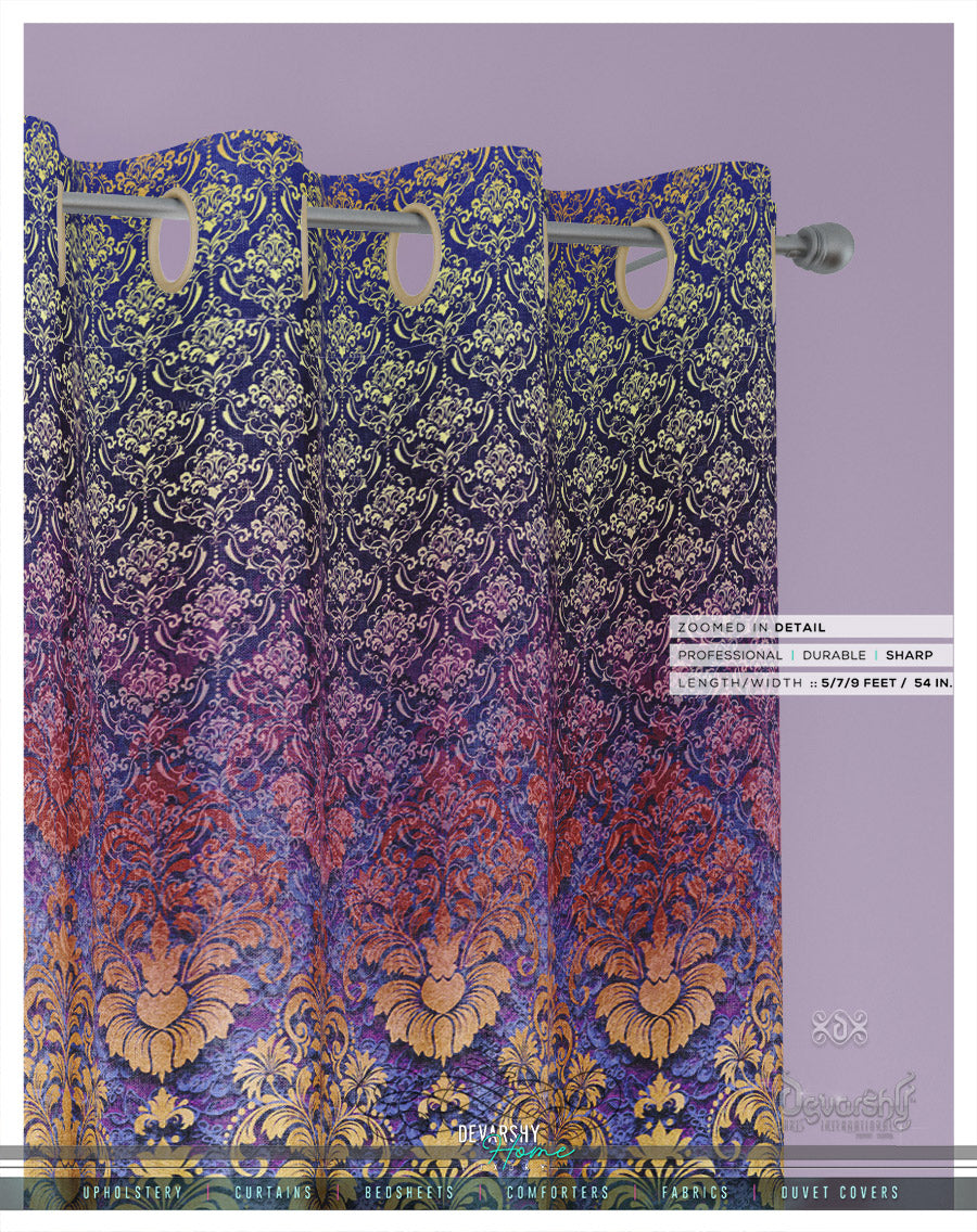 Gold Damask Print PREMIUM Curtain Panel. Available on 12 Fabrics. Made to Order. 100265