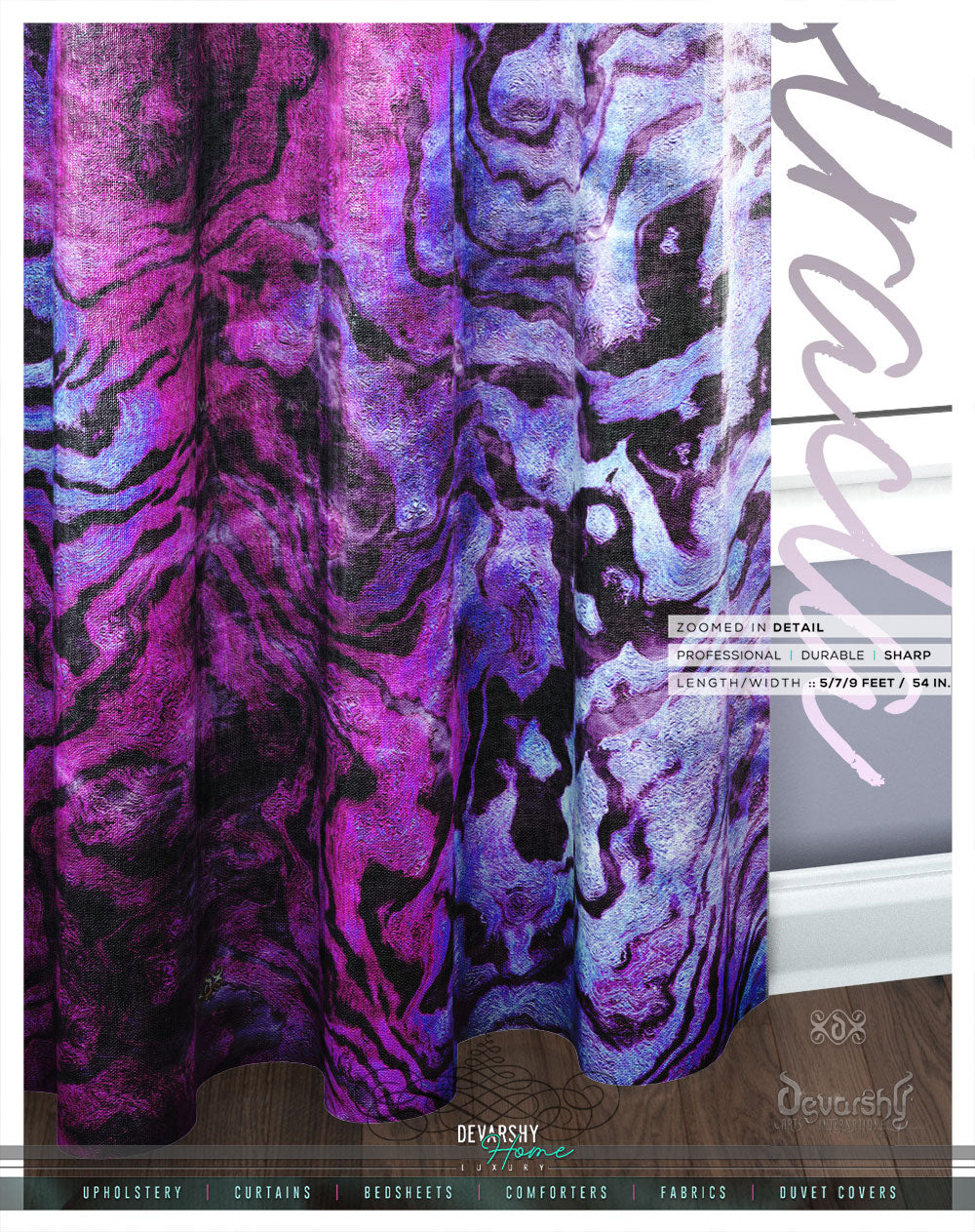 Flowing River Of Colors PREMIUM Curtain Panel. Available on 12 Fabrics. Made to Order. 100299