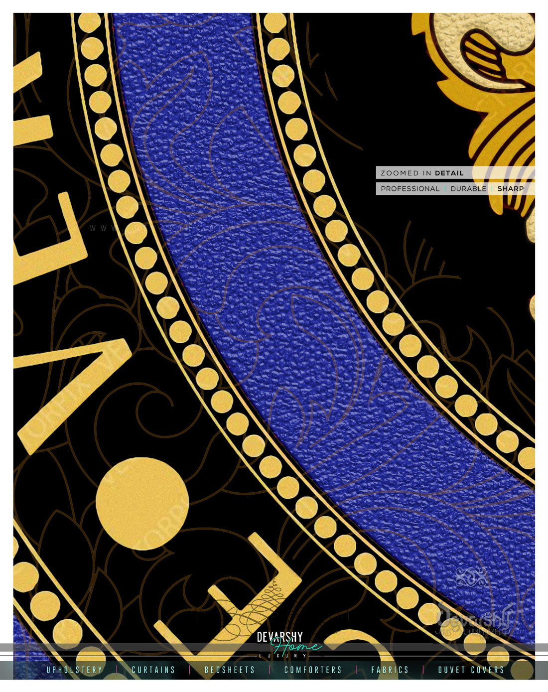 Gold Opulence Baroque PREMIUM Curtain. Available on 12 Fabrics. Made to Order. 100344