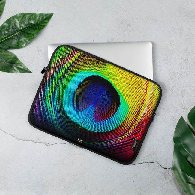 Beautiful Peacock Laptop Sleeve, Colorful  Feather Pouch, Lightweight Laptop Bag, Best Selling IPad Case PF - 1001