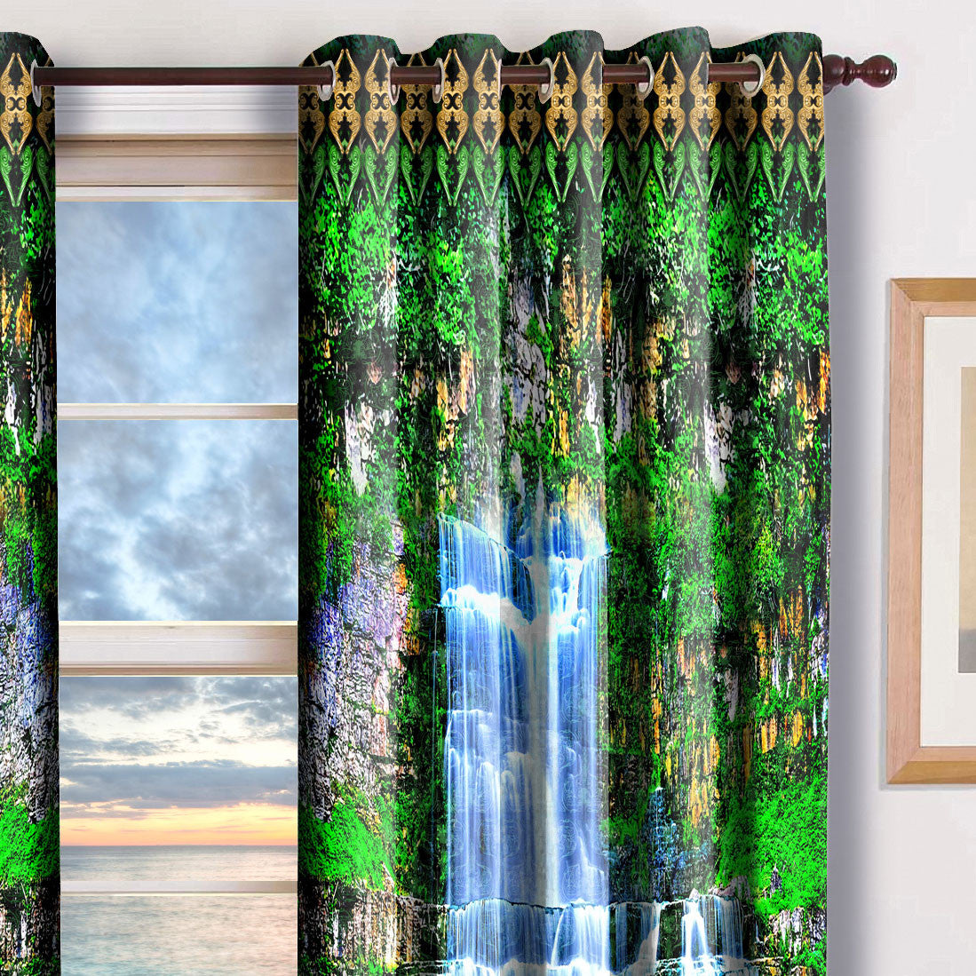 Devarshy Designer Home Furnishings Digital Print Waterfall Blackout Curtain Set -1070 , Home Decor - DEVARSHY, DEVARSHY
 - 2
