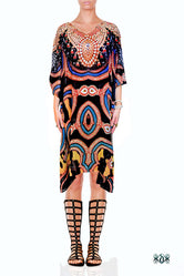 NATURE MORTE Ornate Animal Print Devarshy Short Embellished Kaftan - 1029B