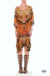 NATURE MORTE Decorative Feathers Devarshy Short Embellished Kaftan - 1040A