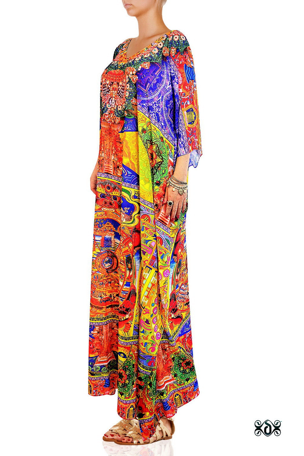Devarshy Digital print Tibetan Style Plus Size Long Embellished Maxi Kaftan -1064B , Apparel - DEVARSHY, DEVARSHY
 - 2
