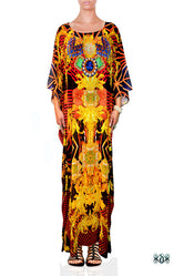Radiant Decorative Long Kaftan, Crystals Embellished Caftan, Long Georgette Kaftan - 1069C