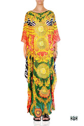 AURUM 79 Luxurious Green Ornate Devarshy Long Embellished Kaftan - 1084B