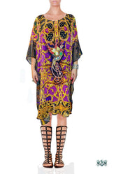 Fuchsia Ornate Kaftan, Short Embellished Kaftan, Georgette Kaftan - 1104A