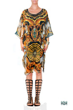 Devarshy Cobweb Ornate Embellished Kaftan, Short Kaftan, Georgette Kaftan - 1117D