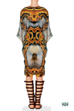 Devarshy Cobweb Ornate Embellished Kaftan, Short Kaftan, Georgette Kaftan - 1117D