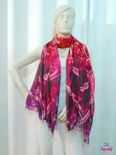 LA FUTURISMO Abstract Pink Devarshy Printed Viscose Long Stole - 1075C