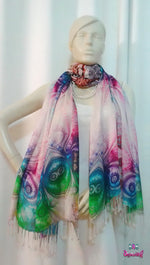 LA FUTURISMO Green Gradient Devarshy Printed Ladies Stole - 1078B.