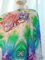 LA FUTURISMO Green Gradient Devarshy Printed Ladies Stole - 1078B.