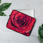Red Rose Laptop Bag, Floral Print Laptop Sleeve, Lightweight Laptop Case, Floral Laptop Pouch,  PF - 1013