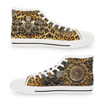 Leopard Print Shoes, Trendy High Top Sneakers, Animal Print Shoes, Unisex Canvas Shoes, Leopard Print Sneakers, Unisex Hi Tops Canvas Shoes | 006