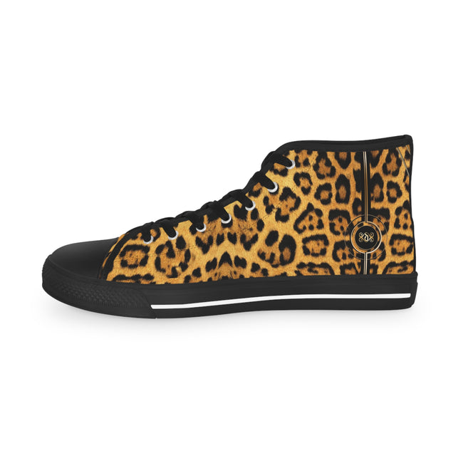 Leopard Print Shoes, Trendy High Top Sneakers, Animal Print Shoes, Fashionable Canvas Shoes, Unisex Sneakers, Leopard Print Shoes | 100167