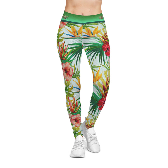 Floral Print Leggings Women Spandex Leggings Casual Wear Hibiscus Florals Leggings Best Gift Women Lounge Wear | 100865