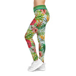 Floral Print Leggings Women Spandex Leggings Casual Wear Hibiscus Florals Leggings Best Gift Women Lounge Wear | 100865