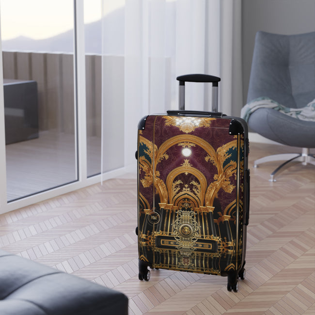 Baroque Burgundy Suitcase Golden Arch Luggage Carry-on Suitcase Hard Shell Suitcase with Wheels | D20218C