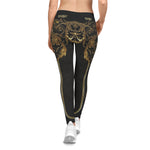 Black Baroque Leggings Women Golden Decorative Leggings Spandex Casual Leggings Best Gift Women Lounge Wear | 104922