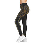 Black Baroque Leggings Women Golden Decorative Leggings Spandex Casual Leggings Best Gift Women Lounge Wear | 104922