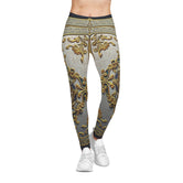 Golden Baroque Leggings Women Stretchy Pants Golden Lion Leggings Yoga Tights Women Casual wear Leggings | 104924