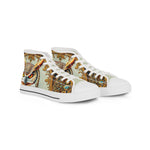 Owl Print Canvas Shoes, Unisex High Top Sneakers, Trendy Canvas Shoes, Baroque Owl Sneakers, Hi Tops Canvas Shoes, Unisex Sneakers | X3494