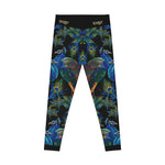 Blue Peacock Leggings Women Embroidered Print Leggings Casual Wear Spandex Leggings Best Gift for Peacock Lovers | D20029