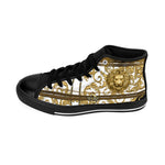 Golden Lion Men Shoes, Trendy High-top Sneakers, Black Canvas Shoes, Baroque Lion Sneakers, Baroque Canvas Shoes, Golden Lion Shoes | D20142