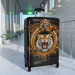 Decorative Tiger Suitcase Gold Frame Tiger Print Luggage Carry-on Suitcase Premium Hard Shell Suitcase | X3428