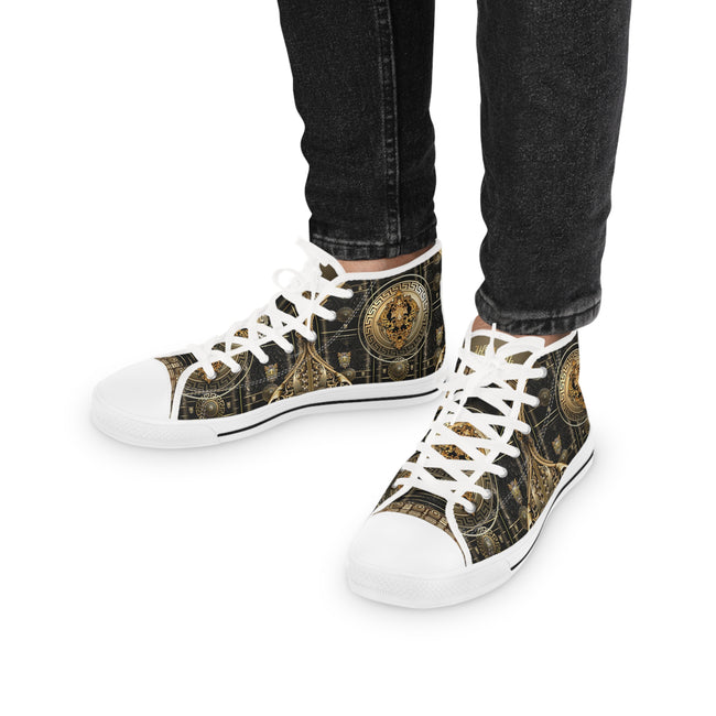 Baroque Beauty Shoes, Trendy High Top Sneakers, Golden Baroque Shoes, Unisex Canvas Shoes, Baroque Beauty Sneakers, Unisex Hi Tops Shoes | 100356