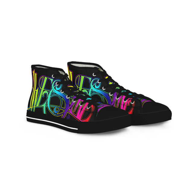 Awesome Graffiti Shoes, Unisex High Top Sneakers, Printed Canvas Shoes, Cool Colorful Shoes, Unisex Sneakers, Rainbow Colors Shoes