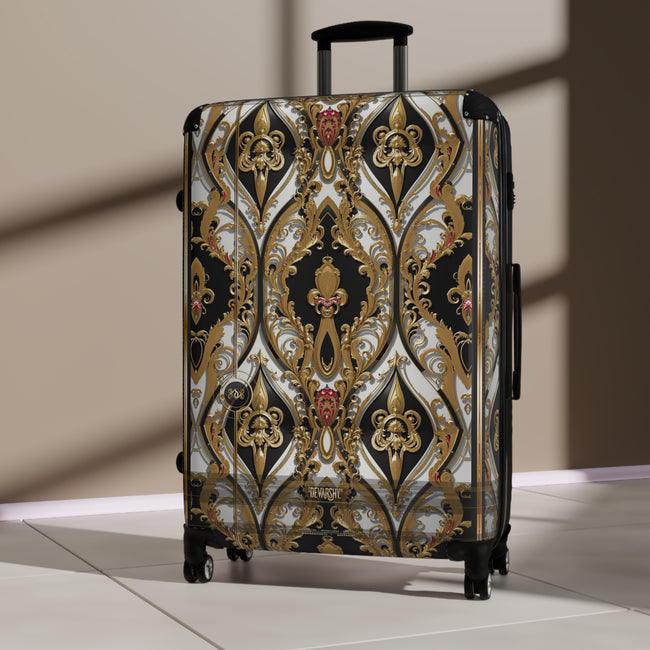 Golden Ogee Suitcase Ornate Baroque Travel Luggage Carry-on Suitcase Premium Hard Shell Suitcase | D20222