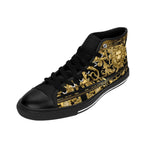 Men High Top Sneakers, Golden Lion Shoes, Black Sneakers, Men Canvas Shoes, Baroque Lion Sneakers, Black Hi Tops Shoes | D20140